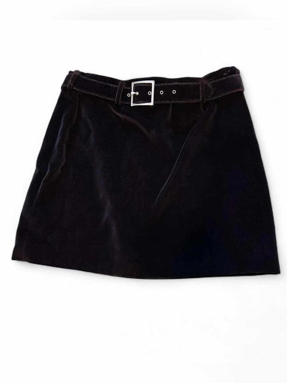 vintage the limited dark brown velour mini skirt with belt